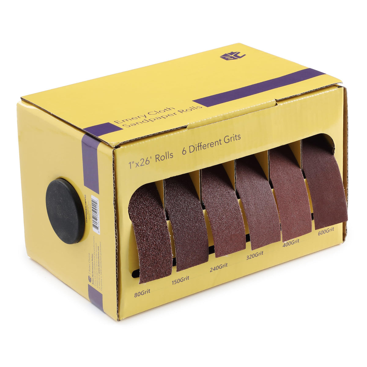 Bates Choice emery cloth roll dispenser shown for easy storage and use.