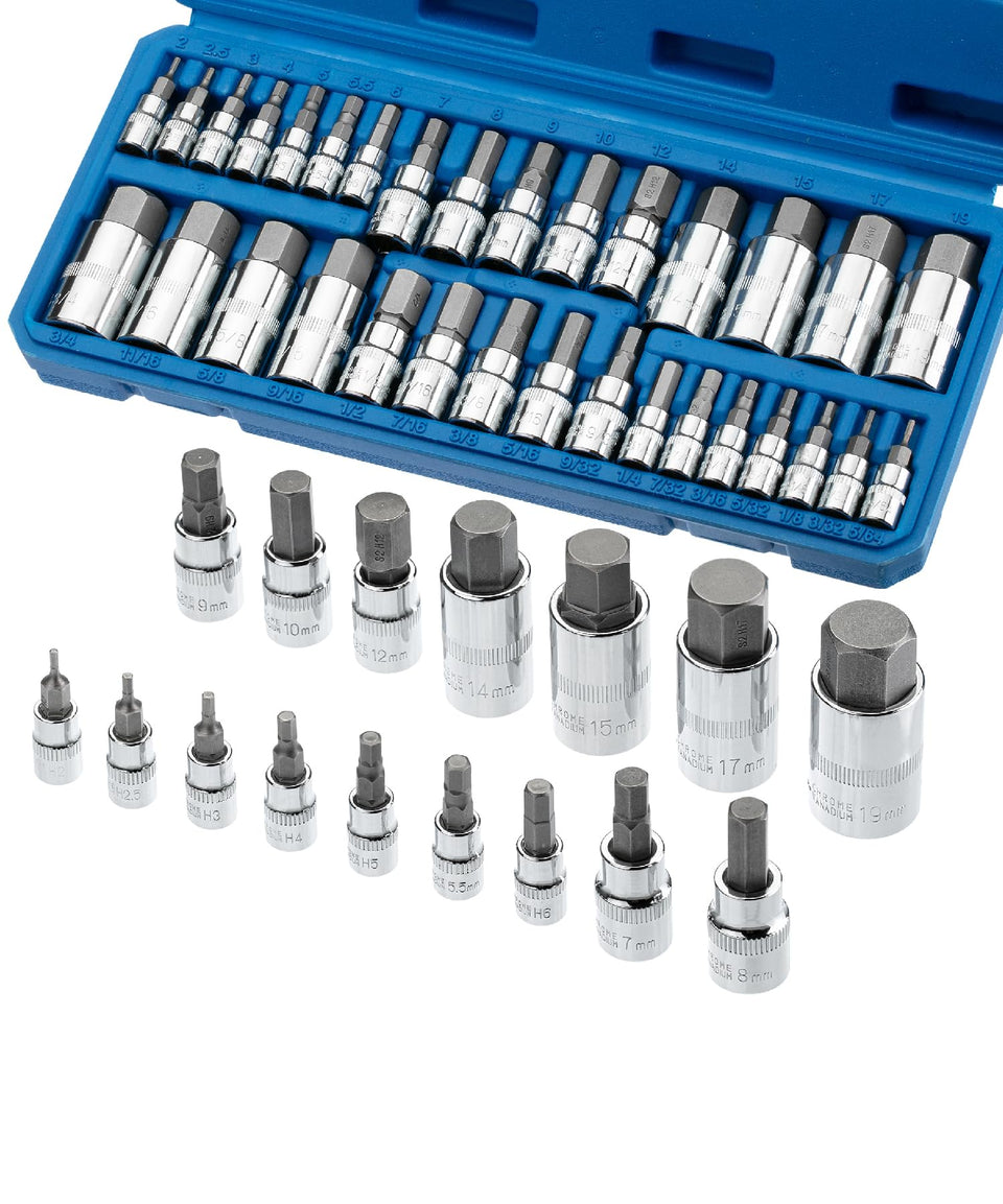 Bates Choice hex bit socket set case display organized for quick access in professional workshops.
