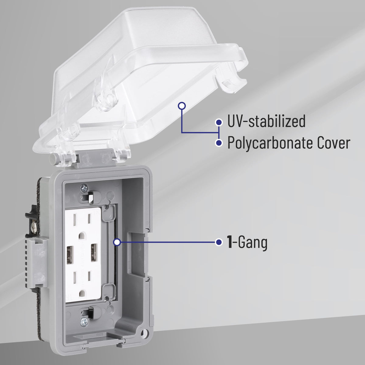 Bates Choice outdoor weatherproof cover UV-stabilized polycarbonate protects against sun damage.