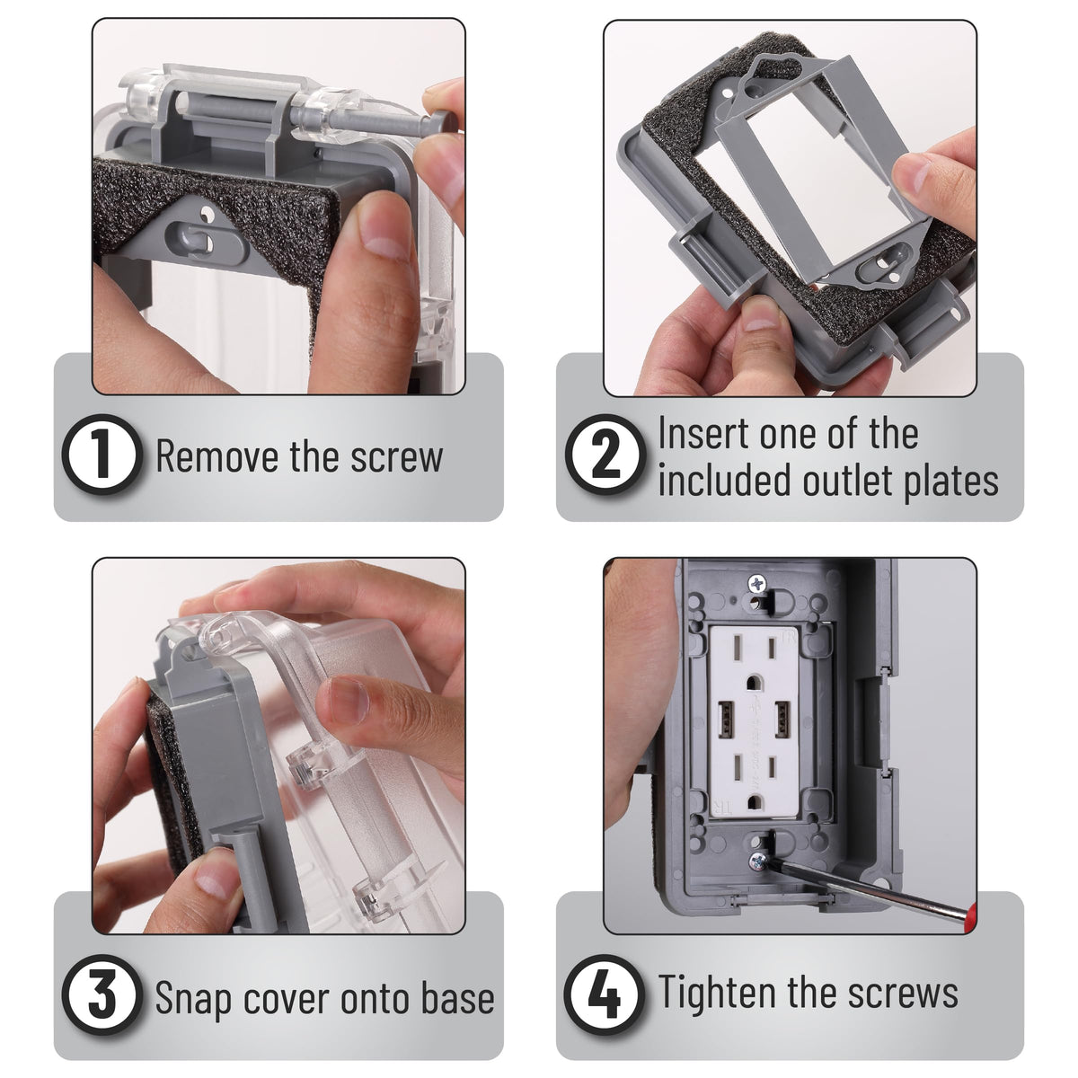 Bates Choice outlet cover with dust water seal helps outdoor environments stay clean.
