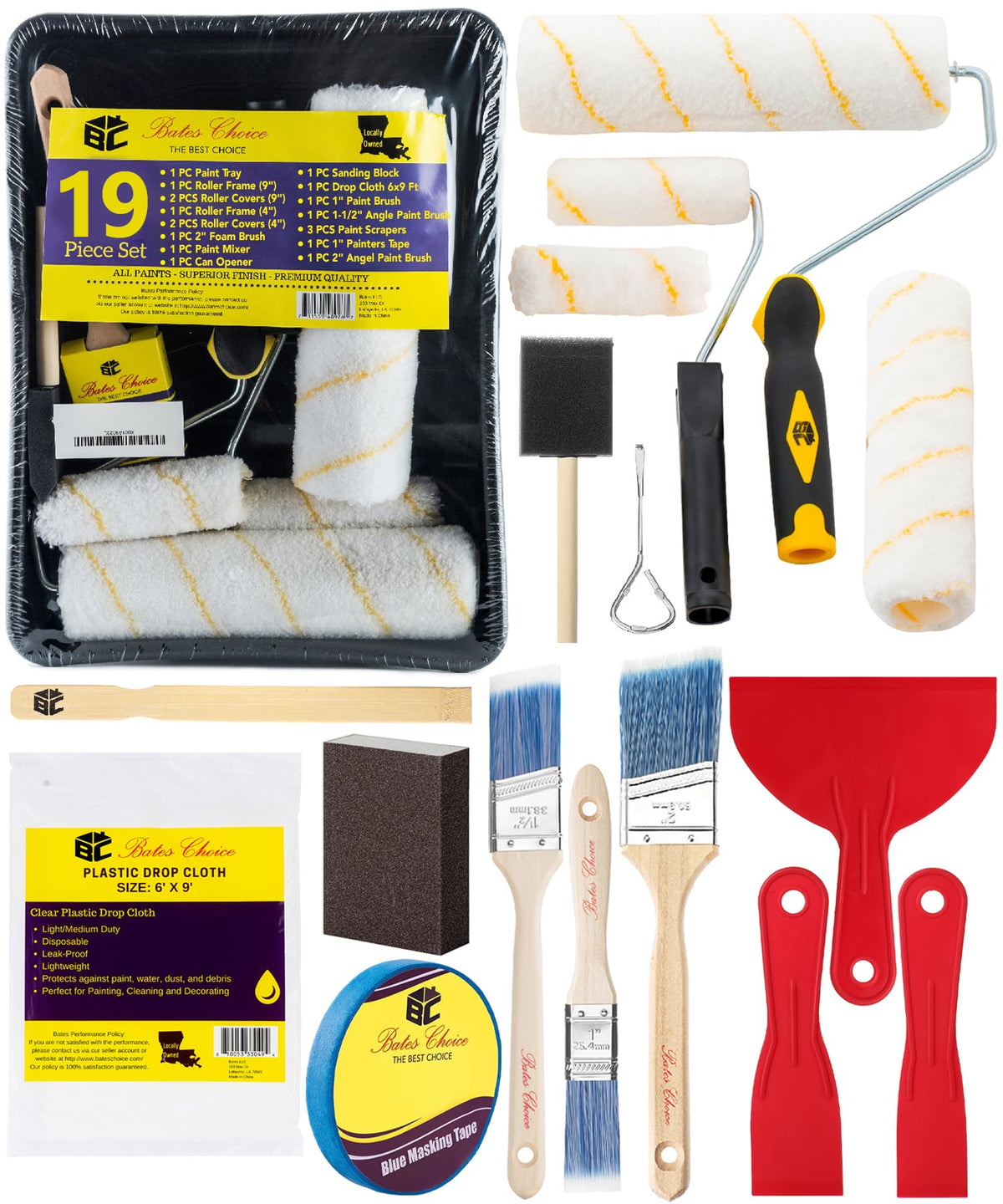 Bates Choice 9-inch roller frame with microfiber sleeve for smooth coverage