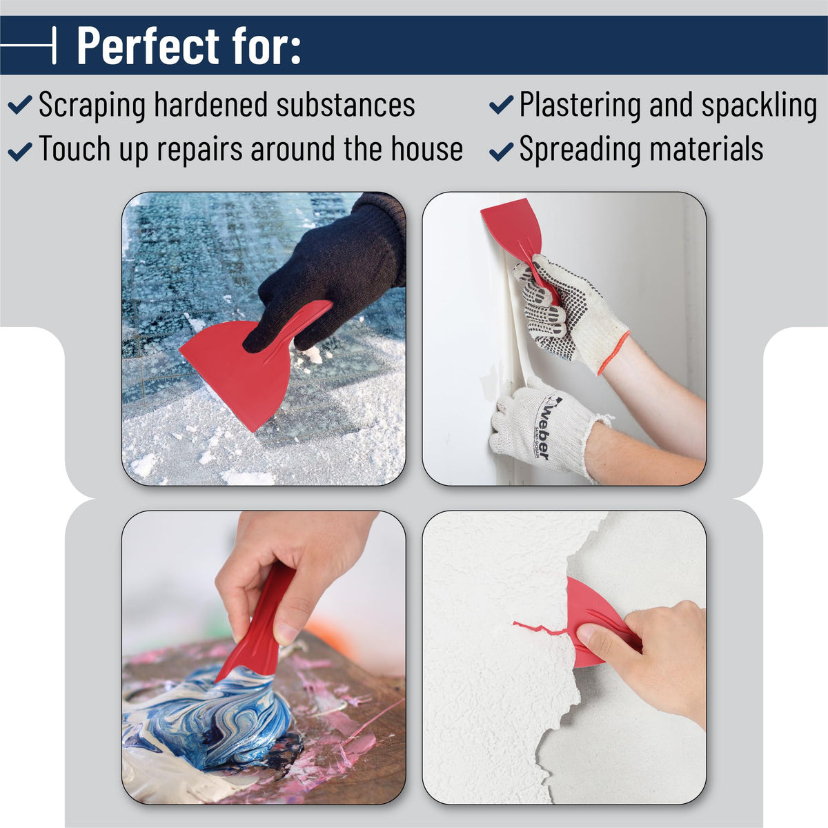 Bates Choice three scrapers for surface prep and detailing