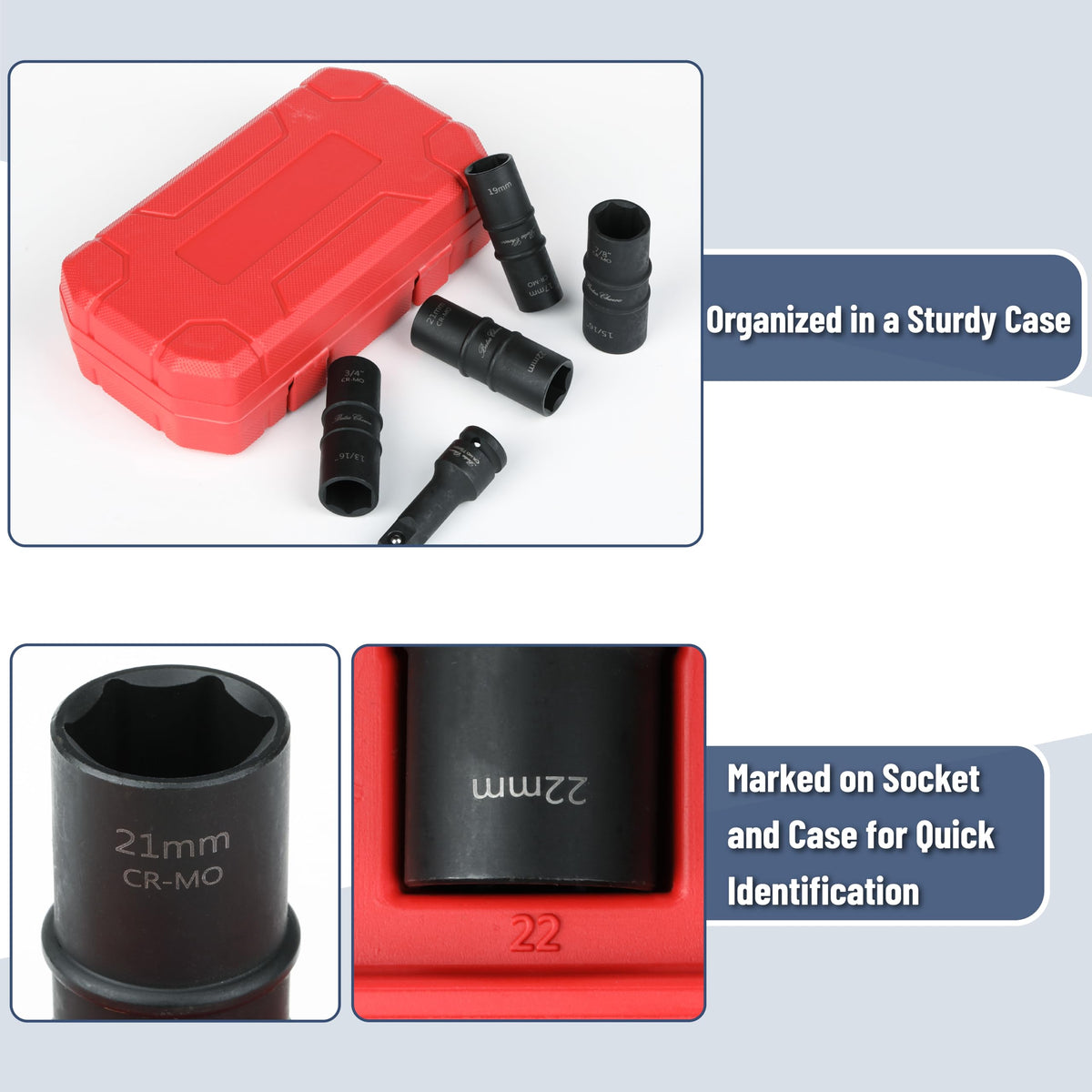 Bates Choice premium CR-MO steel sockets for long-lasting durability.