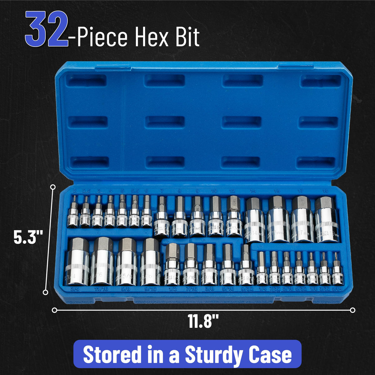 Bates Choice S2 steel hex bits close-up highlights durability and precise fitting.
