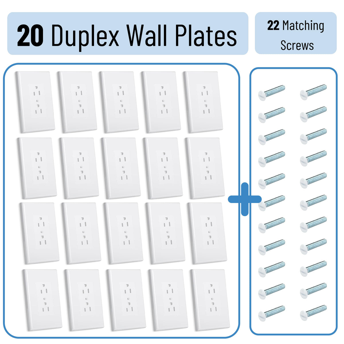 Bates Choice single-gang wallplate front view fits standard boxes securely.
