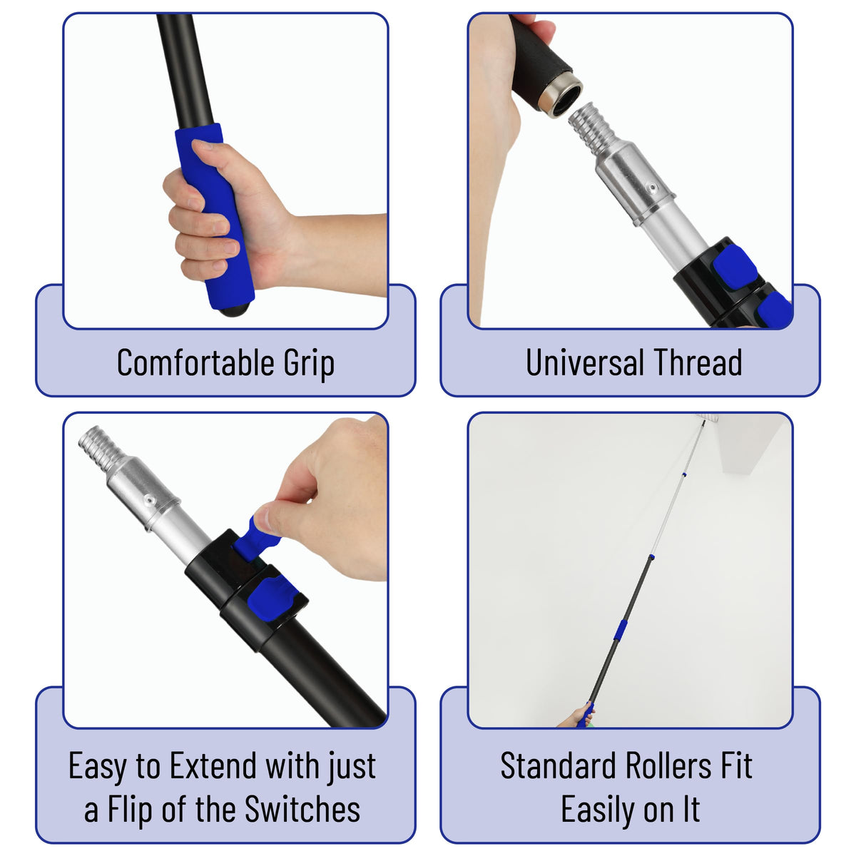 Bates Choice pole with secure locking keeps extension stable during painting.