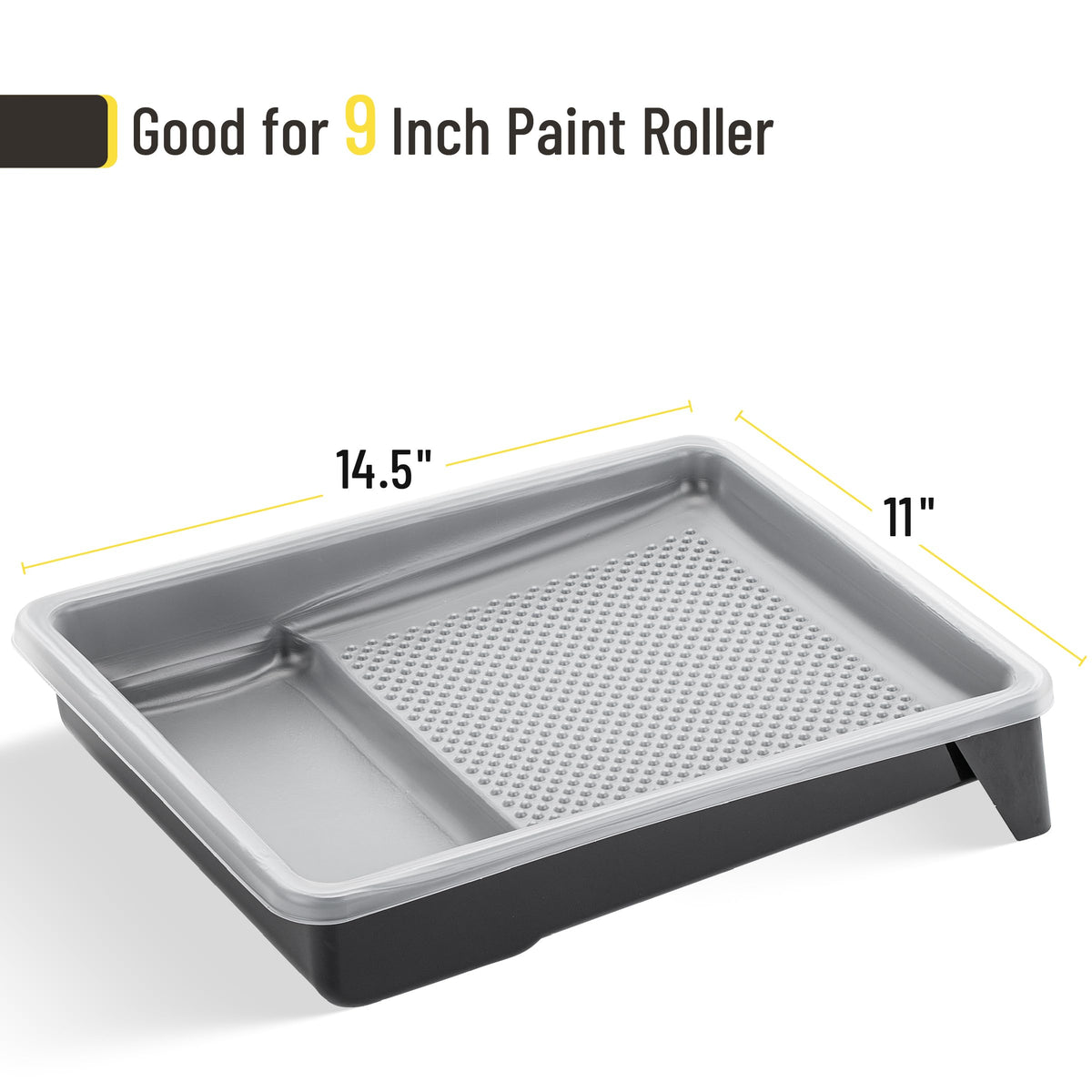 Bates Choice textured deep-capacity tray offers ample paint capacity for fewer refills.