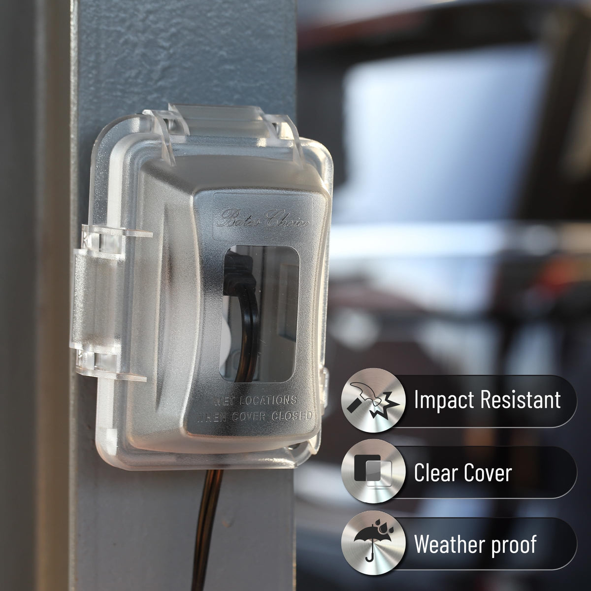 Bates Choice weatherproof cover includes mounting hardware for quick, secure installation.