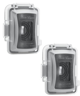 Bates Choice weatherproof outlet cover two-pack with clear lockable lid for outdoor outlets