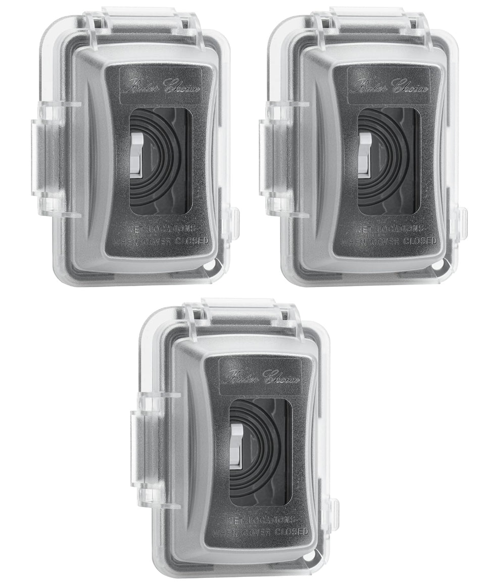 Bates Choice weatherproof outlet cover front view shields outdoor outlets from weather.