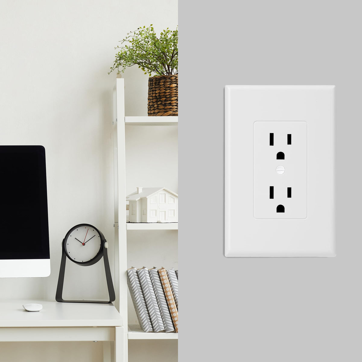 Bates Choice white wall plate, durable design for home or work.