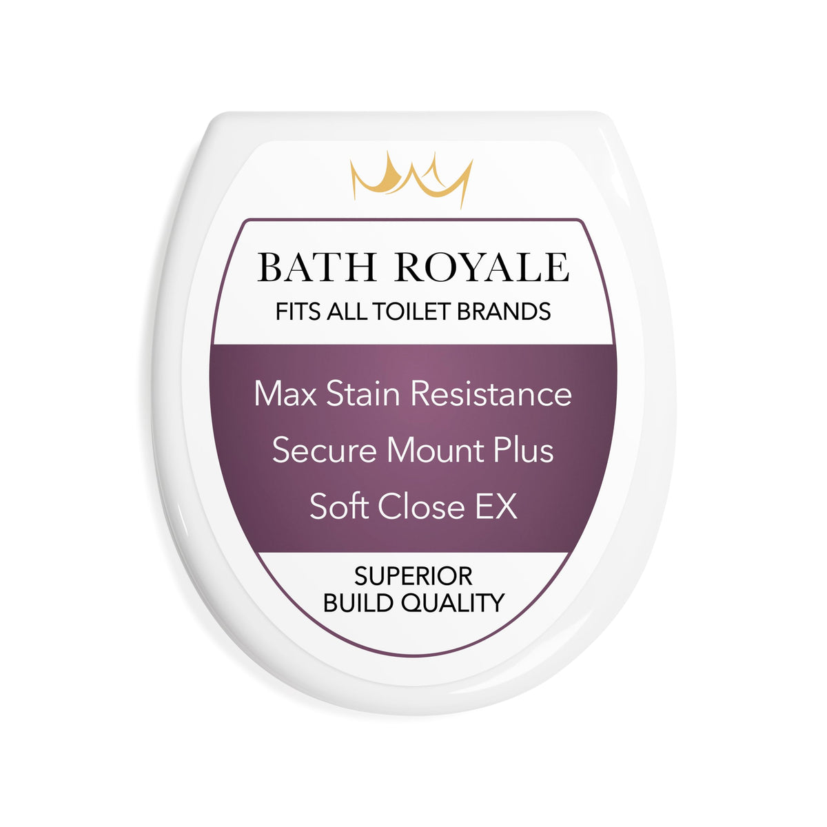 Bath Royale BR500-00 soft-close round toilet seat with lid, quiet closing for convenience