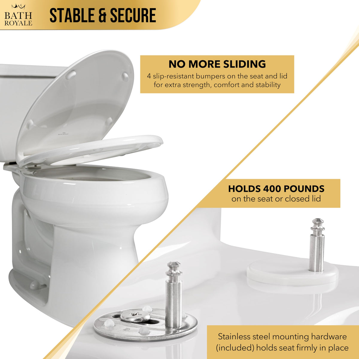 Bath Royale BR500-00 quick-release hinge, thorough cleaning access for hygiene