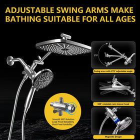 BatheCo adjustable extension arm tilts for precise comfort targeting shoulders and back