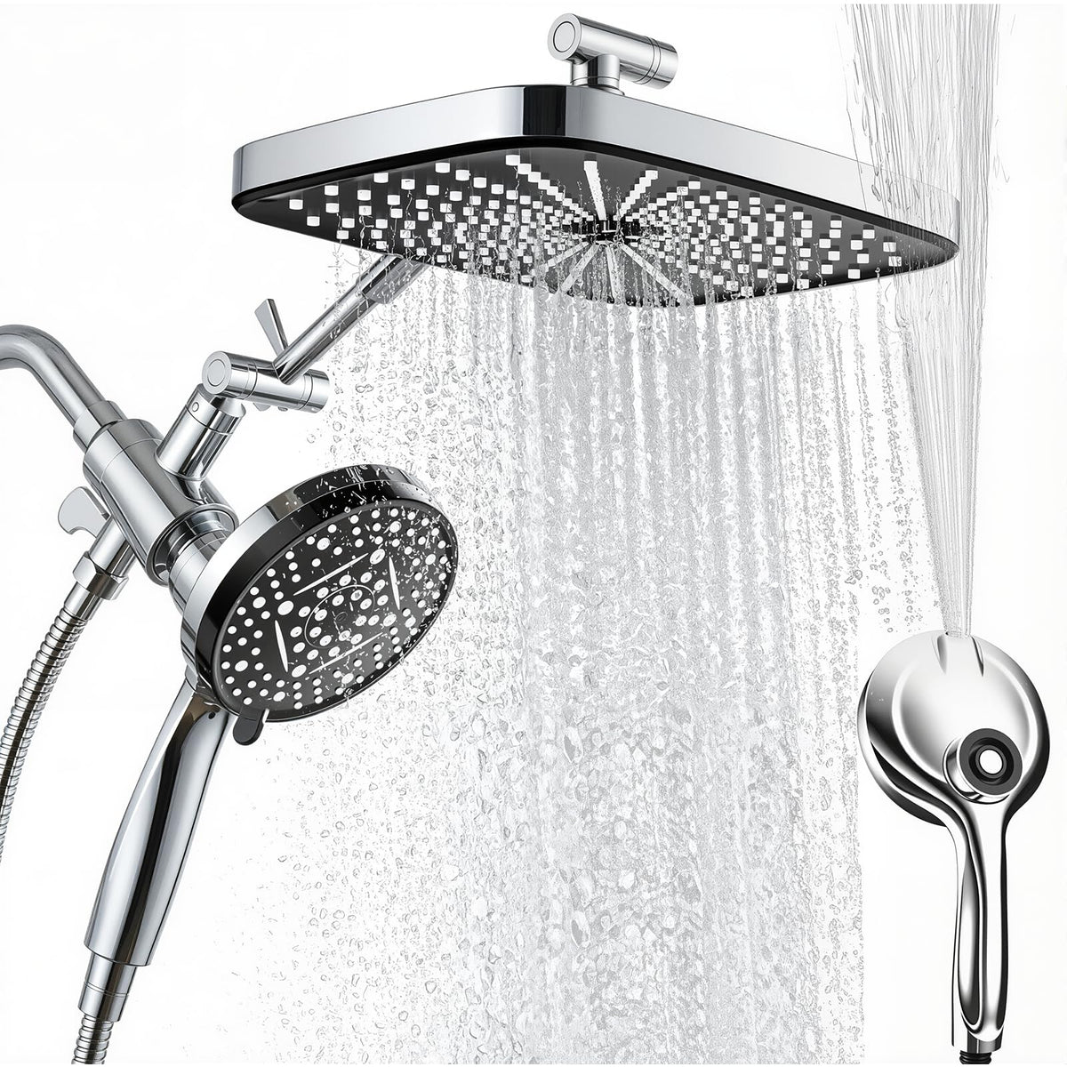 BatheCo rain shower head 12-inch square delivers full-body coverage for a spa-like shower