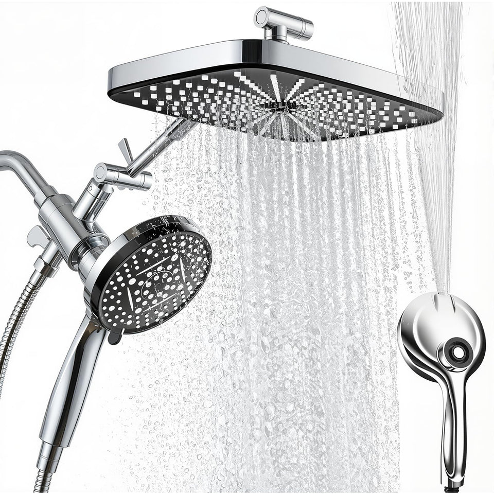 BatheCo rain shower head 12-inch square delivers full-body coverage for a spa-like shower