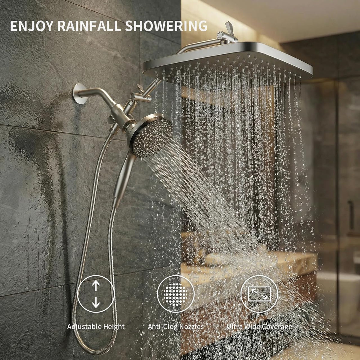 BatheCo self-cleaning nozzles resist mineral buildup for consistent spray quality
