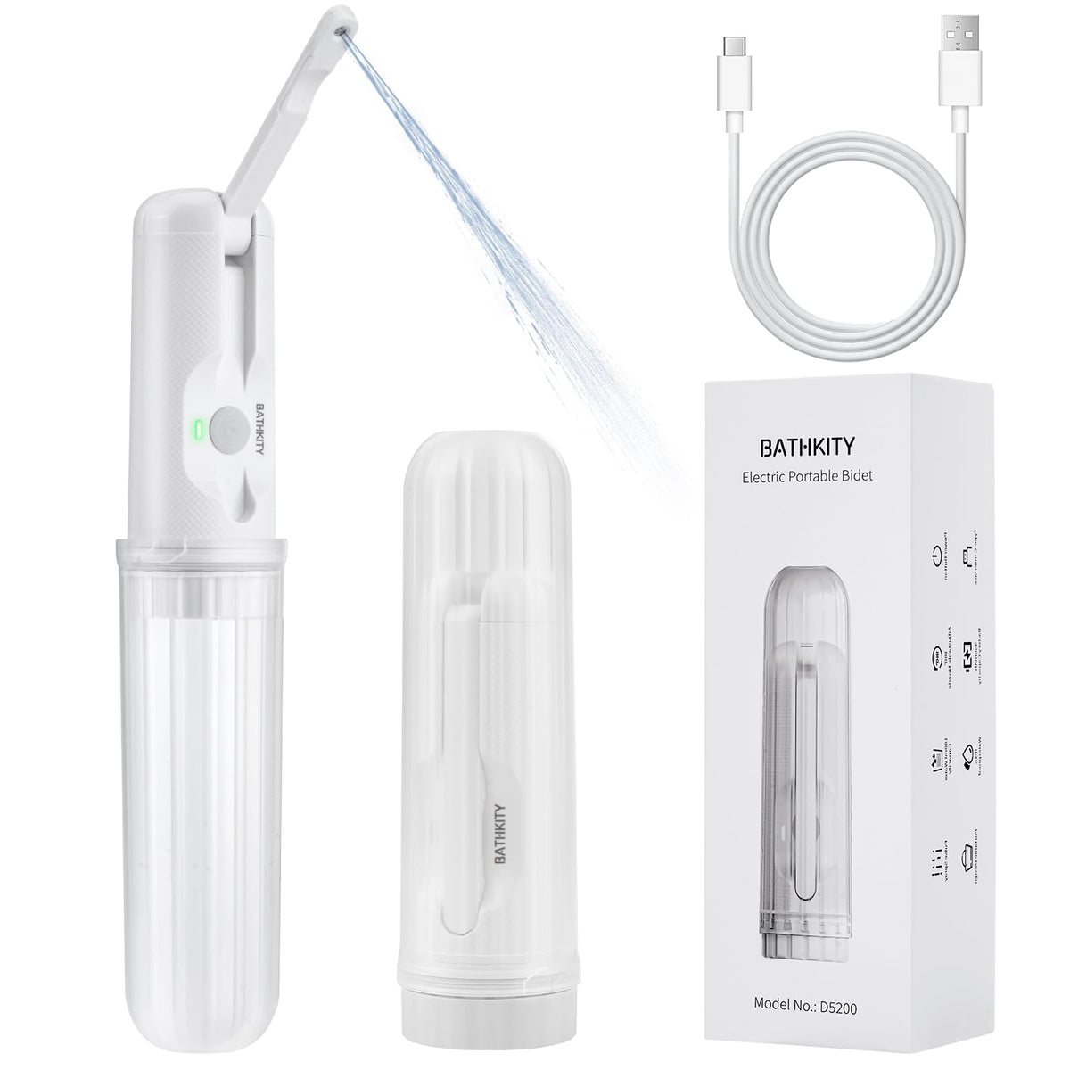 BATHKITY portable bidet in compact travel form for on-the-go hygiene.