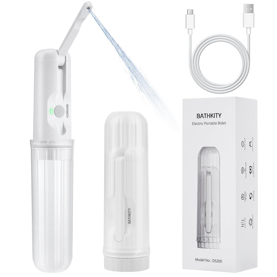 BATHKITY portable bidet in compact travel form for on-the-go hygiene.