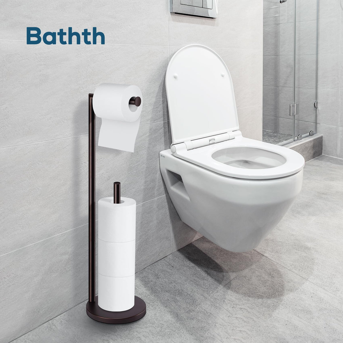 Bathth bronze toilet paper holder stand dimensions shown for compact spaces
