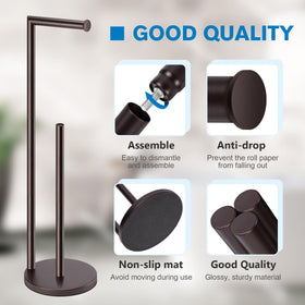 Bathth bronze toilet paper holder stand dispenses one roll and keeps the spare handy