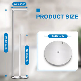 Bathth free-standing toilet paper holder offers quick access and tidy display.