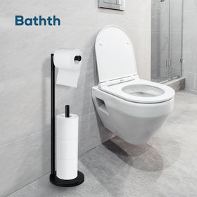 Bathth toilet paper stand in black finish adds modern style