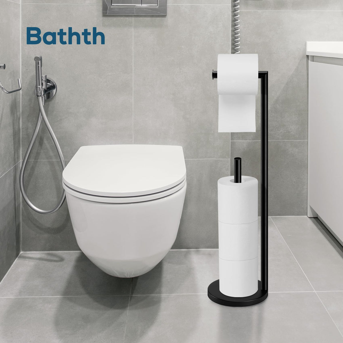 Bathth toilet paper stand installs quickly with simple screw tightening