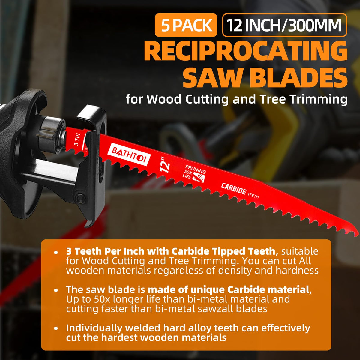 BATHTOI 12-inch carbide blade for roots cutting enhances durability