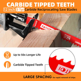 BATHTOI 12-inch carbide blade for wood cutting enables faster cuts