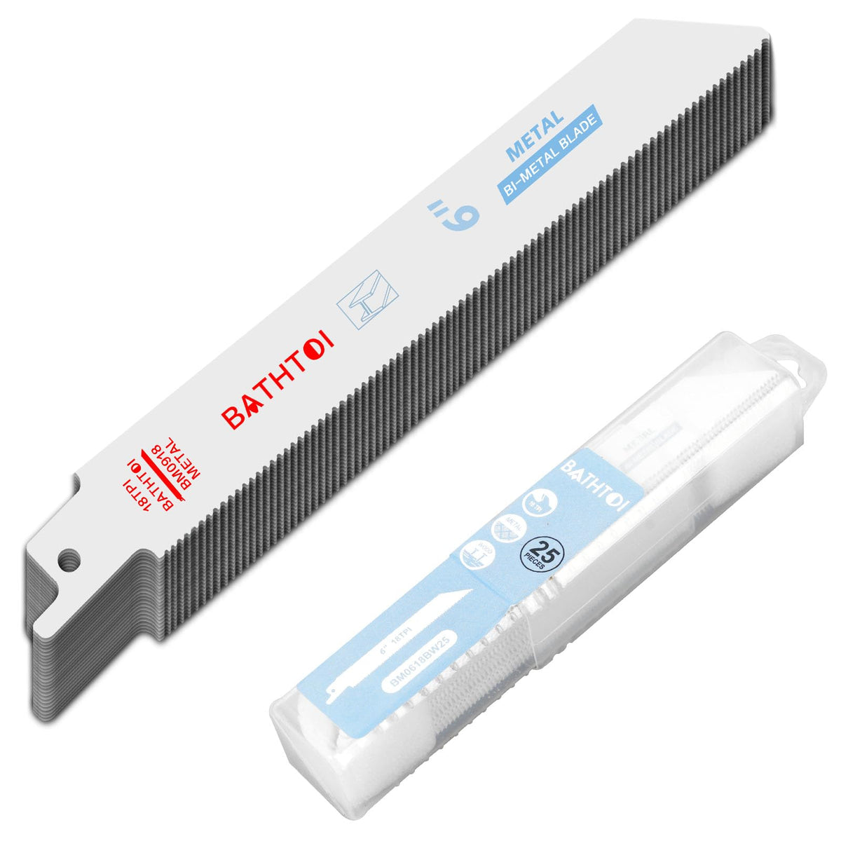 BATHTOI 25-pack 6in 18 TPI blades for versatile metal cutting and faster results.