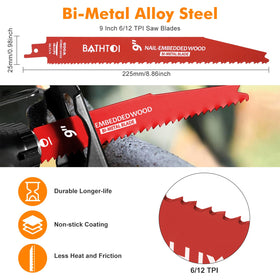 BATHTOI 9-inch blades cutting wood smoothly for fast carpentry