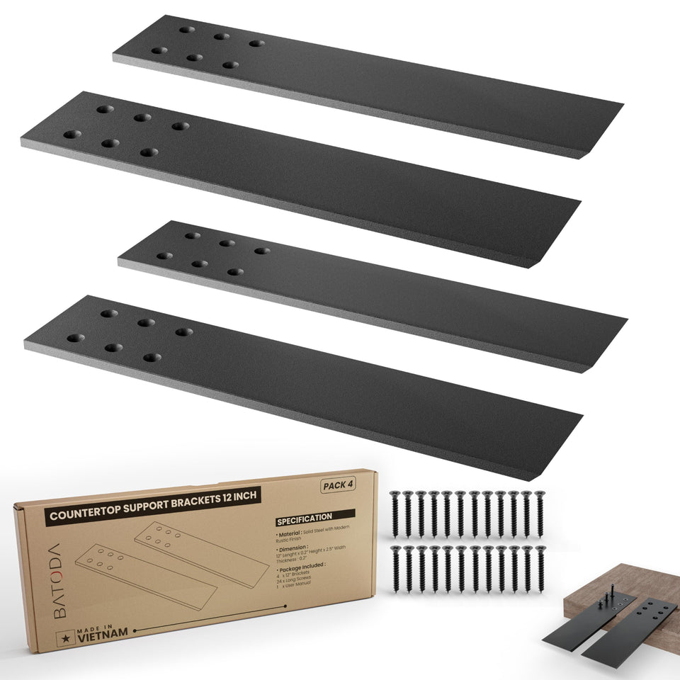 BATODA 12-Inch countertop brackets in a four-pack for granite support.