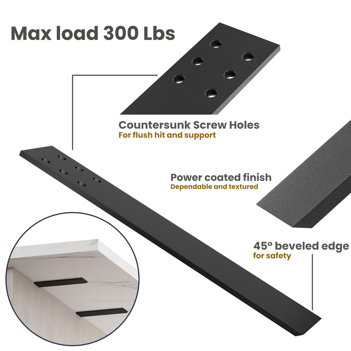 BATODA knee wall bracket mounted on wall demonstrating stable support.