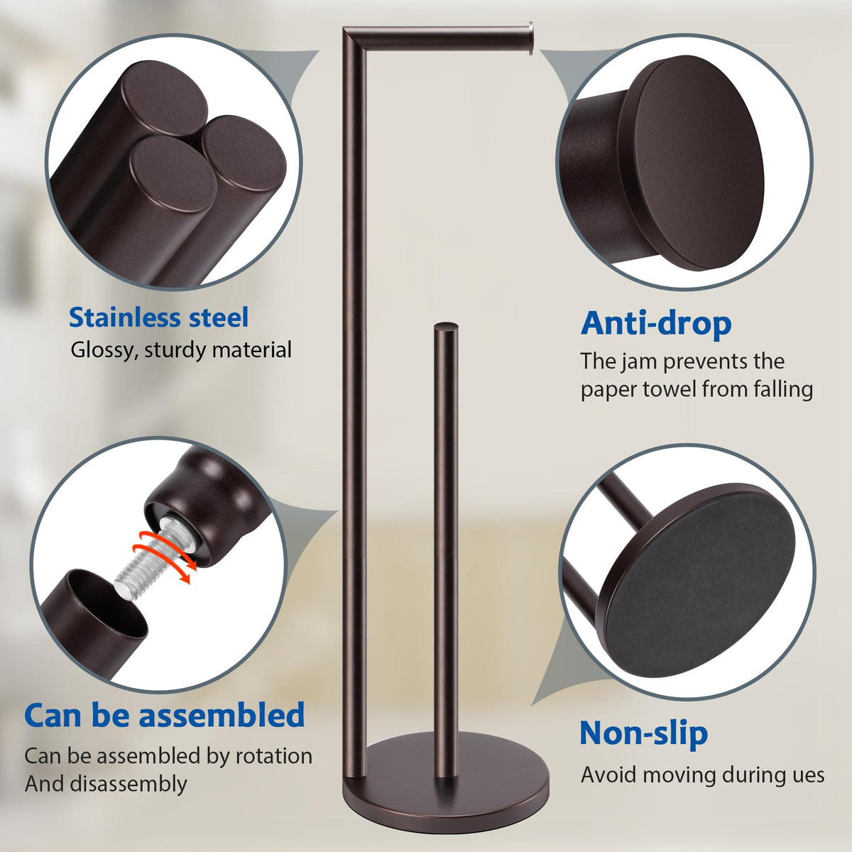 Batoliet bronze stand demonstrates easy install in minutes.