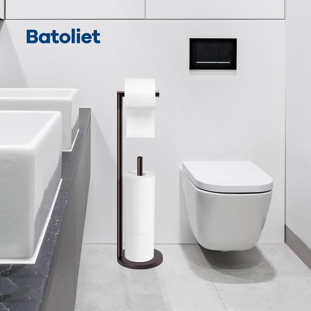 Batoliet bronze stand with non-slip base keeps tissues steady.