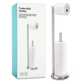Batoliet four-roll toilet paper stand in brushed nickel for easy access and extra storage.