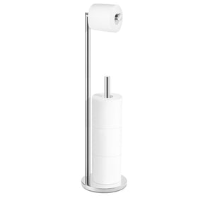 Batoliet chrome toilet paper stand front view with four-roll capacity for easy access.