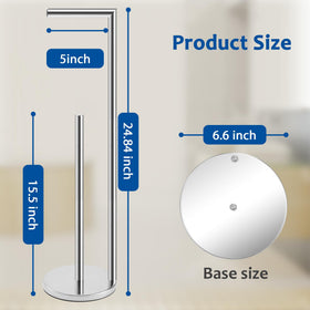 Batoliet chrome toilet paper stand side view showing compact footprint for small spaces.