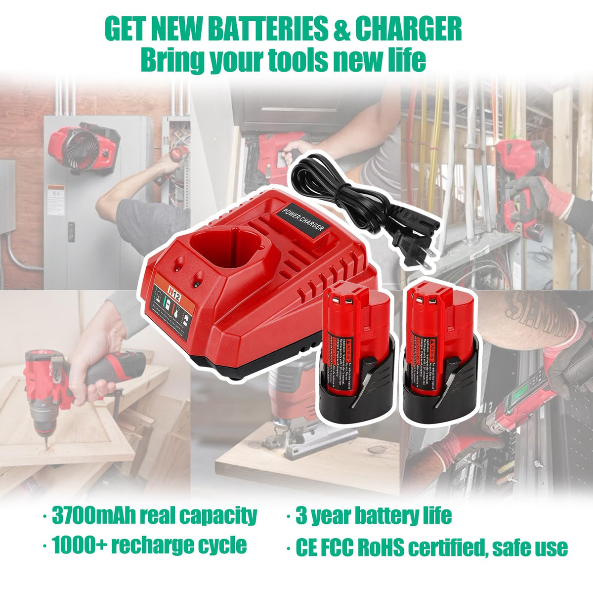 Batryuic battery kit designed for on-site use, indoors or outdoors.