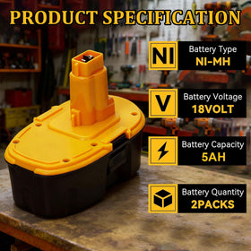 BATWAYPRO 18V 5.0Ah side profile highlights compact durable Ni-MH design for XRP tools