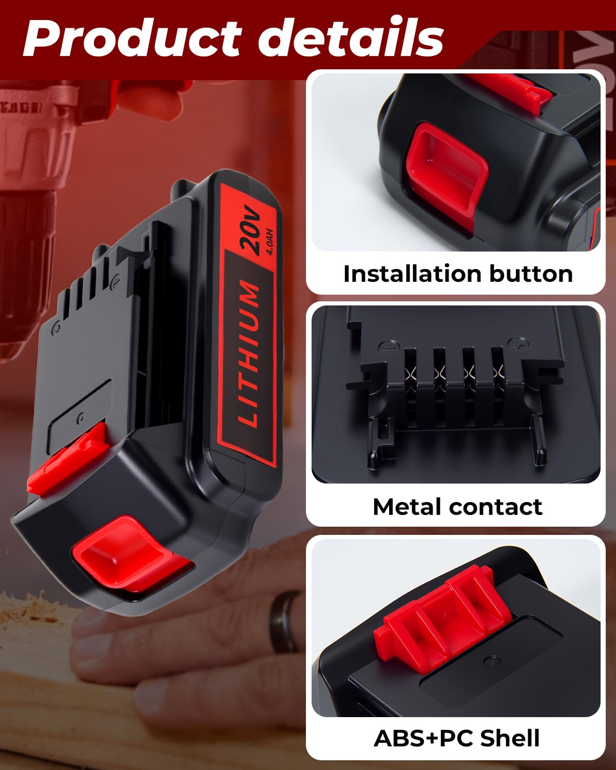 BATWAYPRO 20V 4.0Ah battery compatibility with common Black and Decker models.