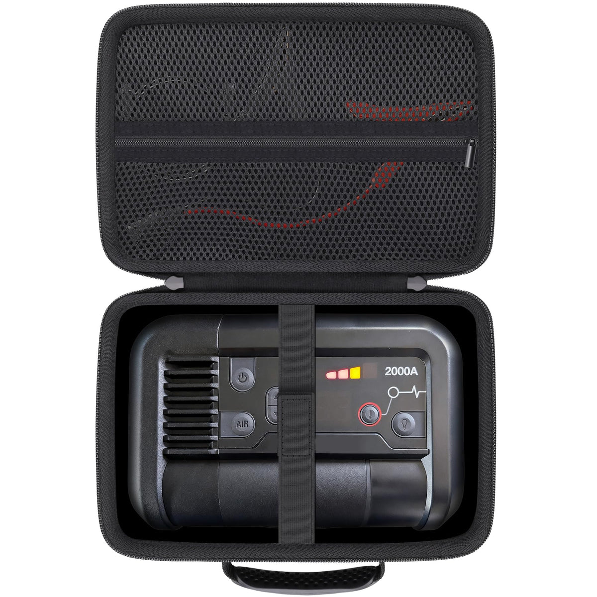 Baval case for NOCO AX65 front view protects the jump starter during travel.