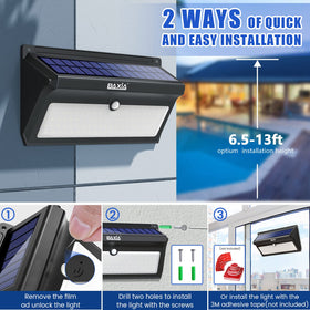 BAXIA Technology solar lights four-pack offers flexible installation options.