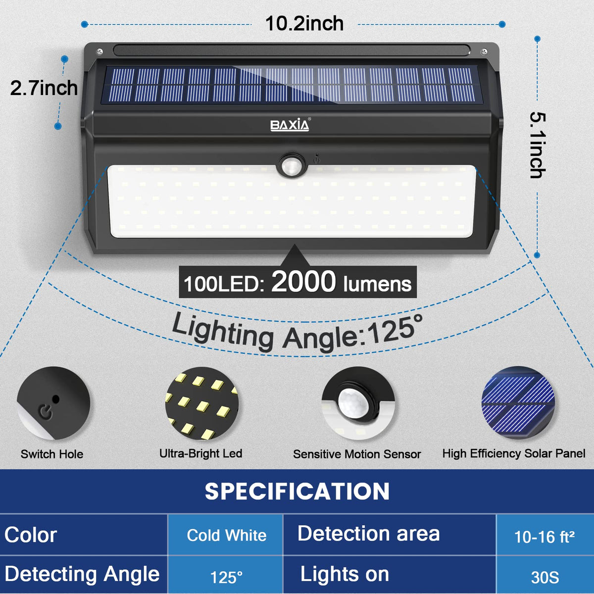 BAXIA Technology solar light waterproof shell withstands harsh weather.