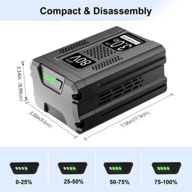 Bayhon 80V battery connected to a compatible charger for quick setup