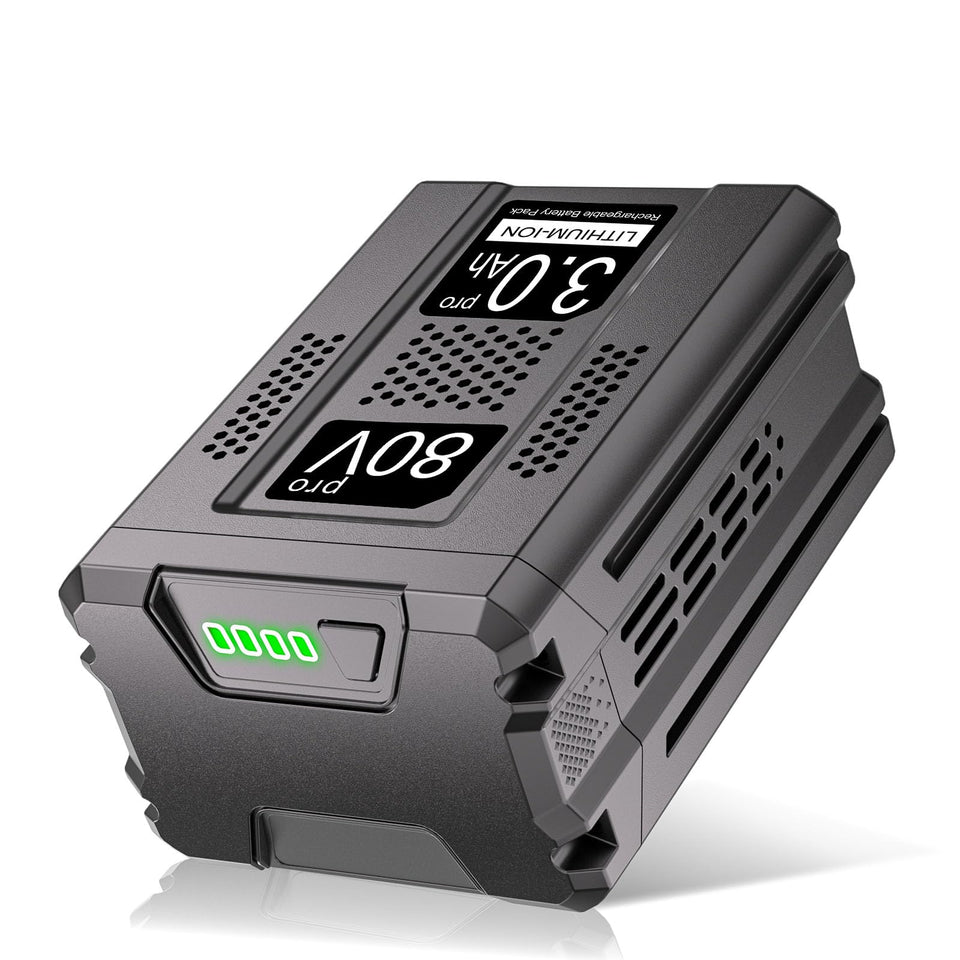 Bayhon 3.0Ah 80V battery close-up highlighting extended run-time