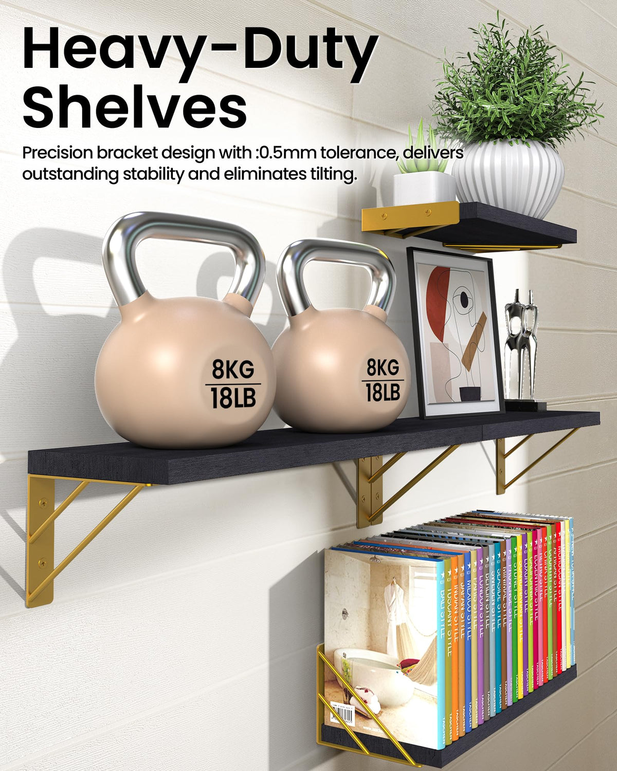 BAYKA bathroom organization shelves in black gold maximize small spaces