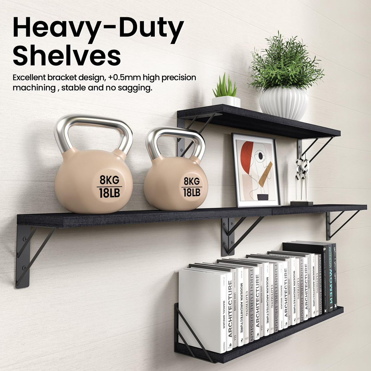 BAYKA 23-inch shelves mounted on wall free up floor space for everyday items