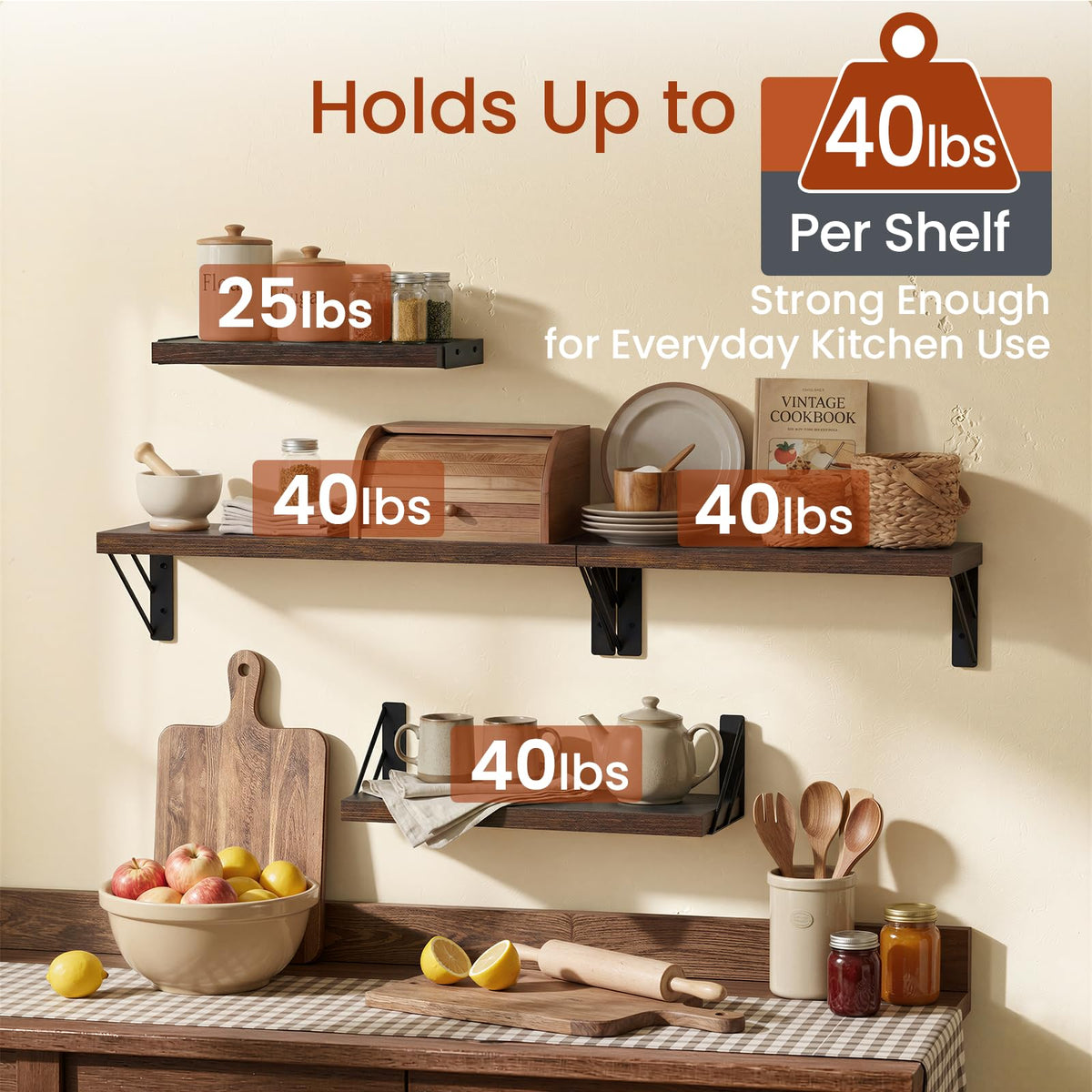 Bayka rustic brown bedroom shelves add minimalist style and convenient book display.
